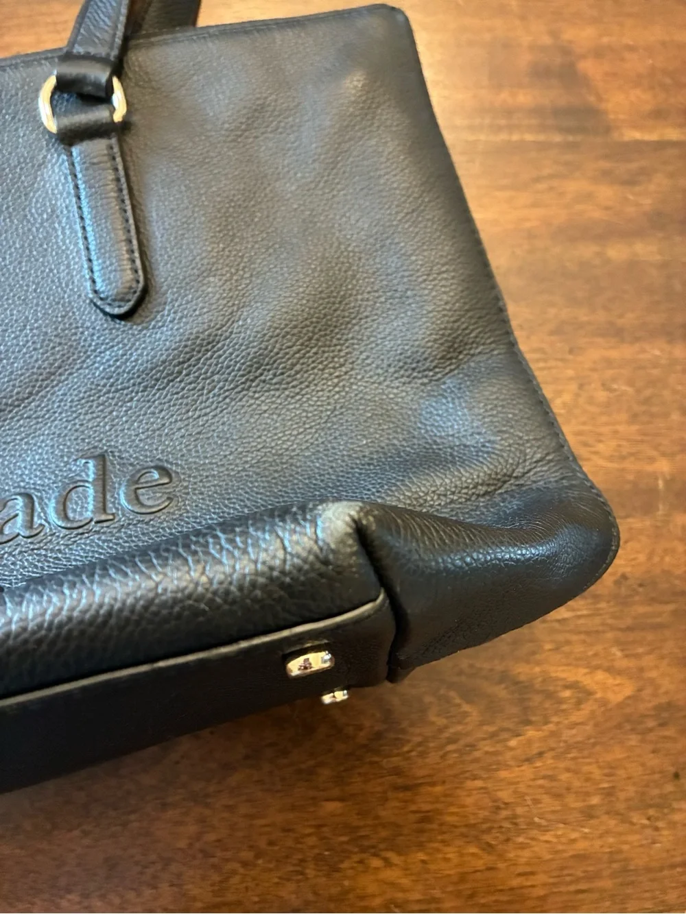 Kate Spade Larchmont Avenue Logo Penny Tote Bag Leather Purse Black